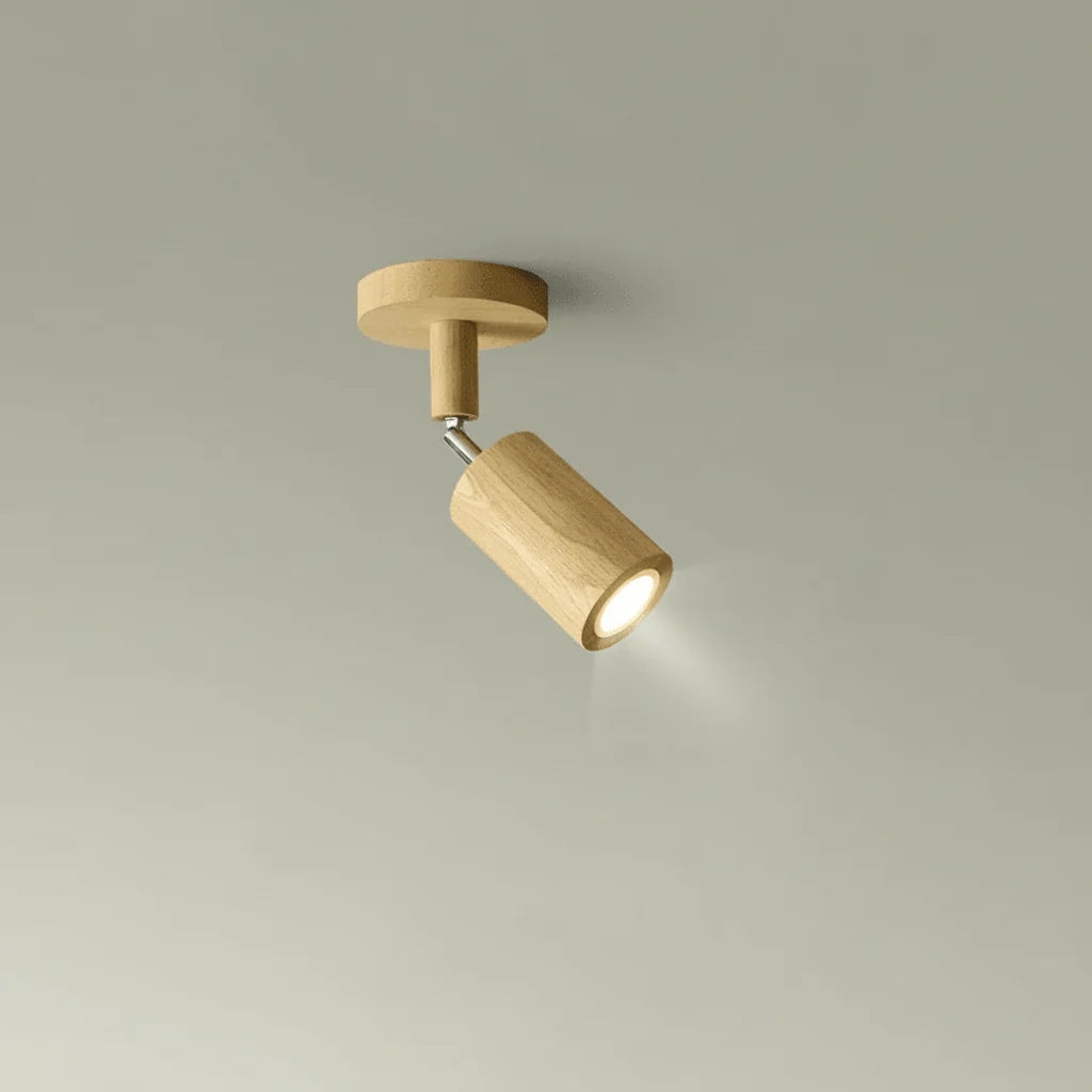 Ceiling Light Solid Wood Adjustable Directional Heads