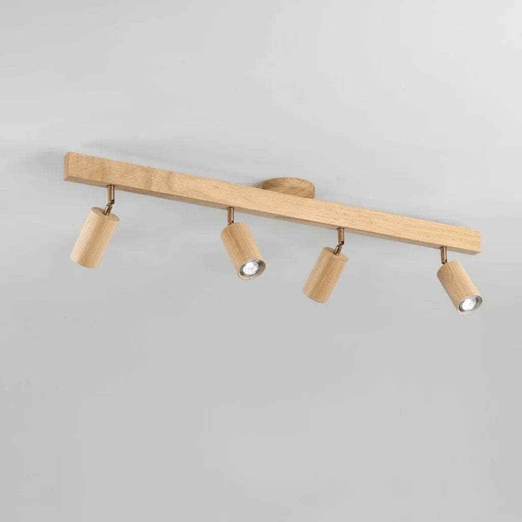 Ceiling Light Solid Wood Adjustable Directional Heads
