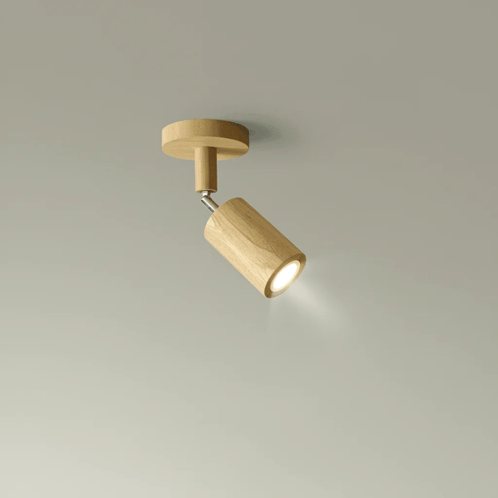 Ceiling Light Solid Wood Adjustable Directional Heads