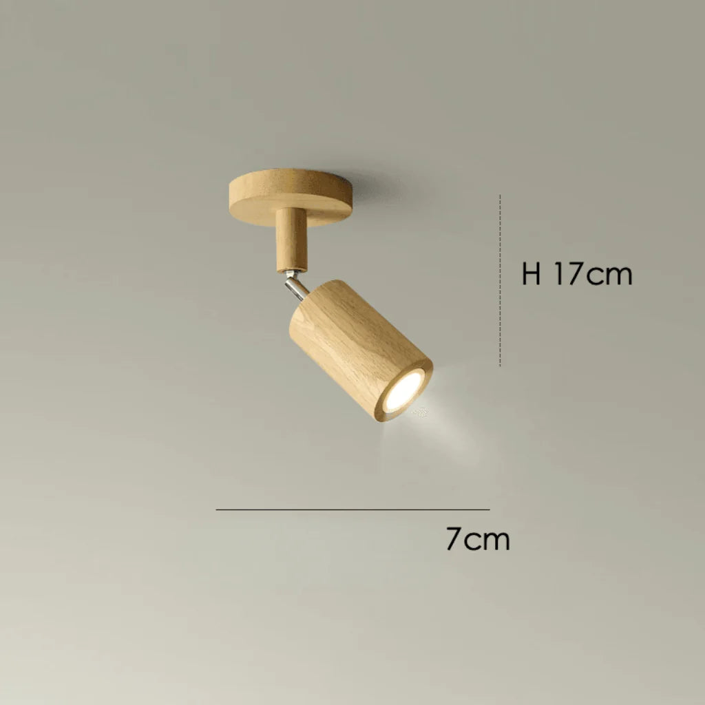 Ceiling Light Solid Wood Adjustable Directional Heads