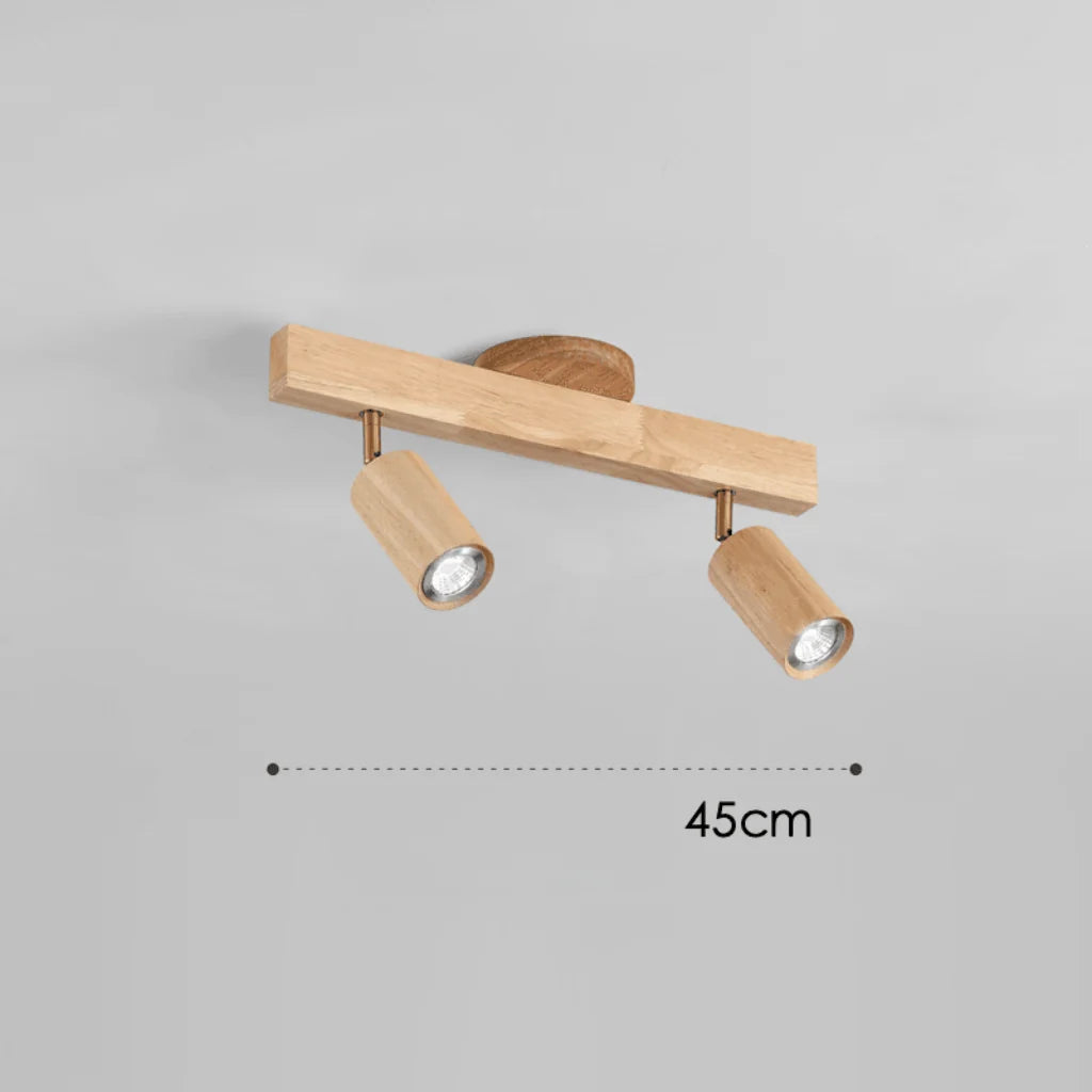 Ceiling Light Solid Wood Adjustable Directional Heads