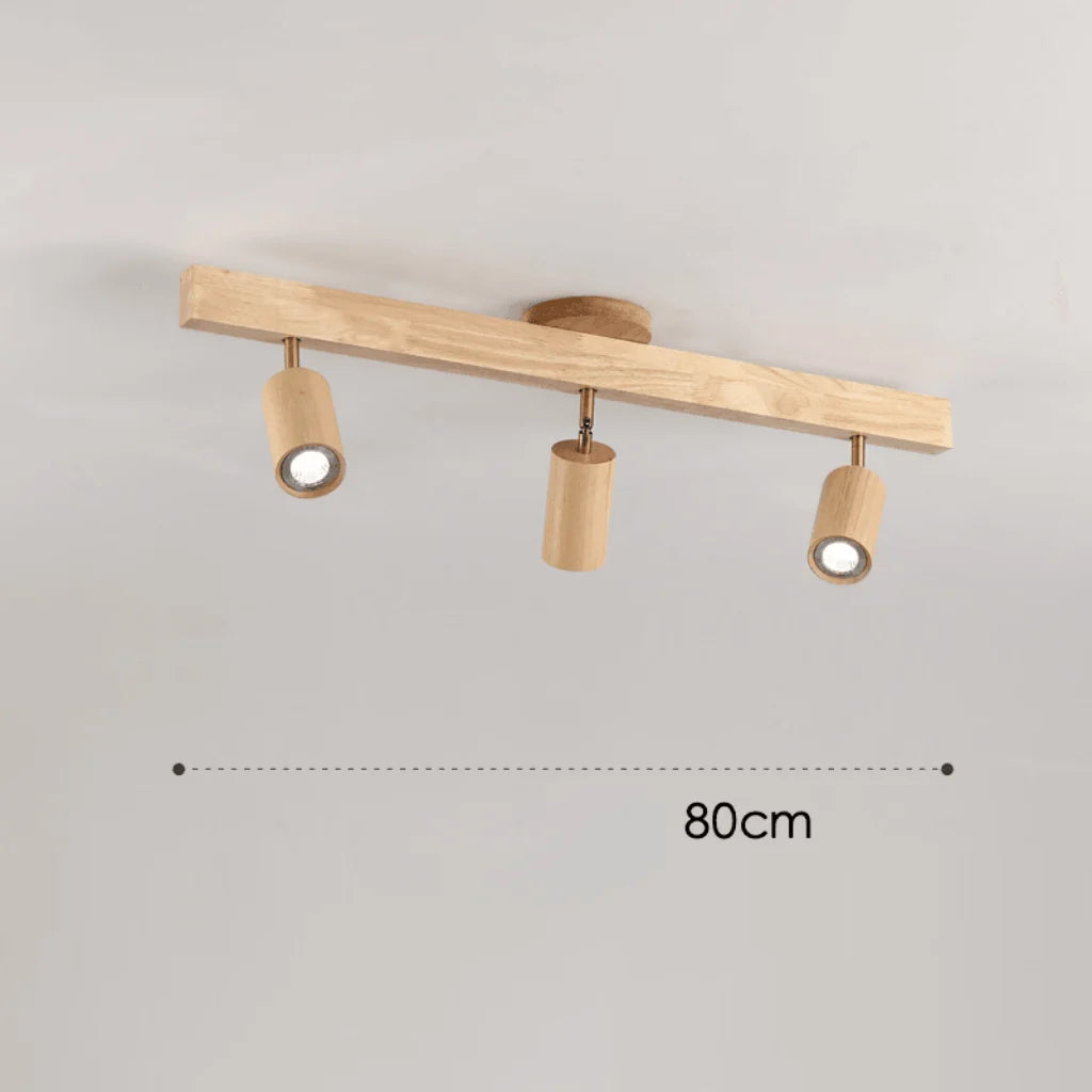 Ceiling Light Solid Wood Adjustable Directional Heads