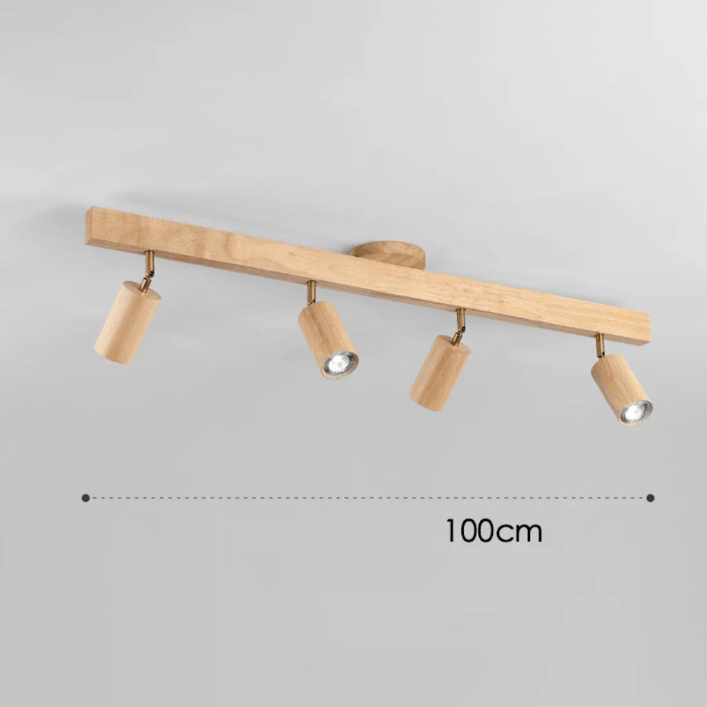 Ceiling Light Solid Wood Adjustable Directional Heads