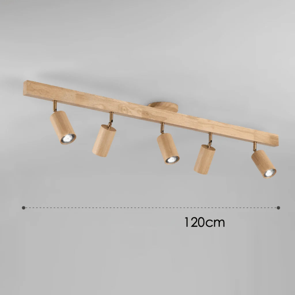 Ceiling Light Solid Wood Adjustable Directional Heads