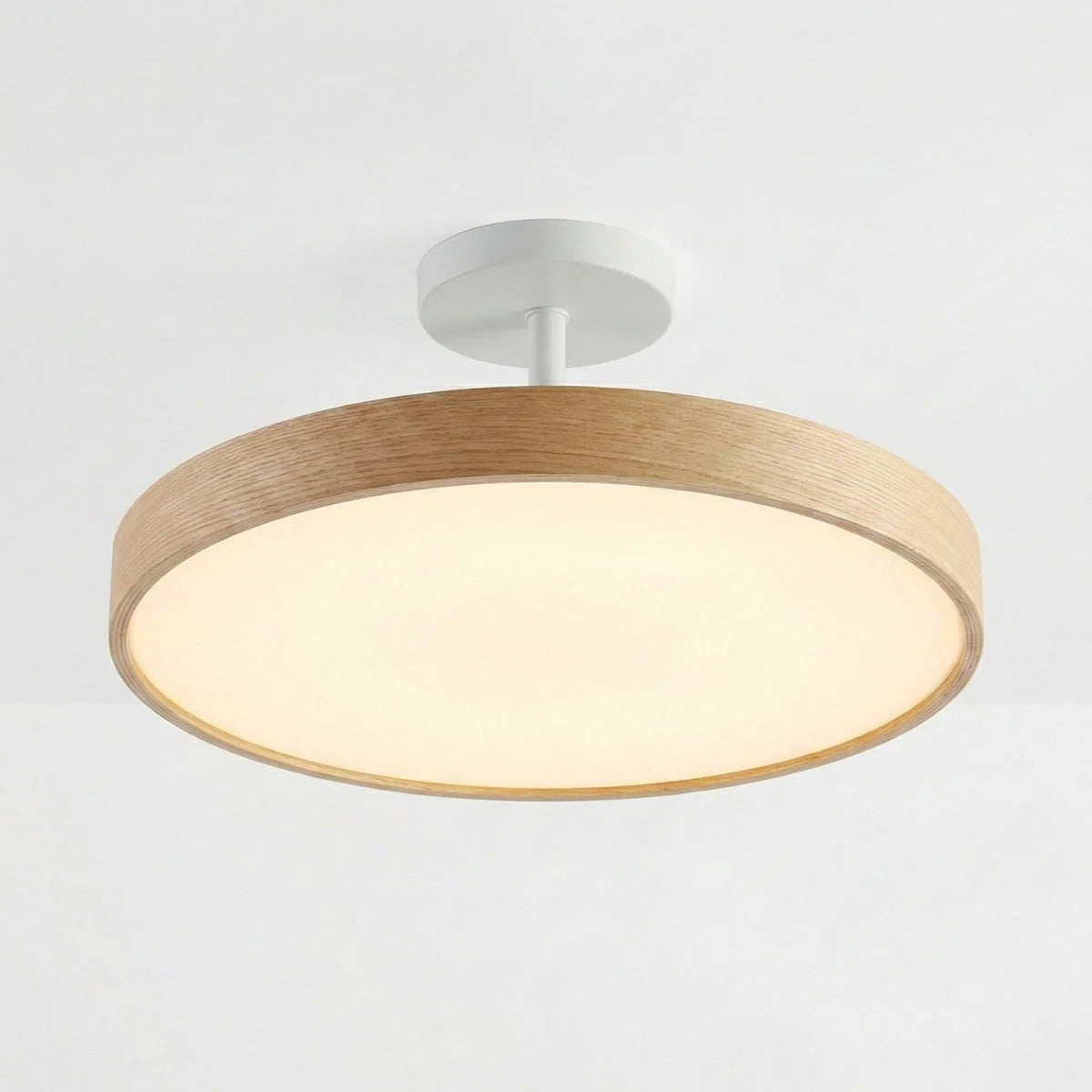 Ceiling Light Wood Round Low-Profile 3 Adjustable Light Tones