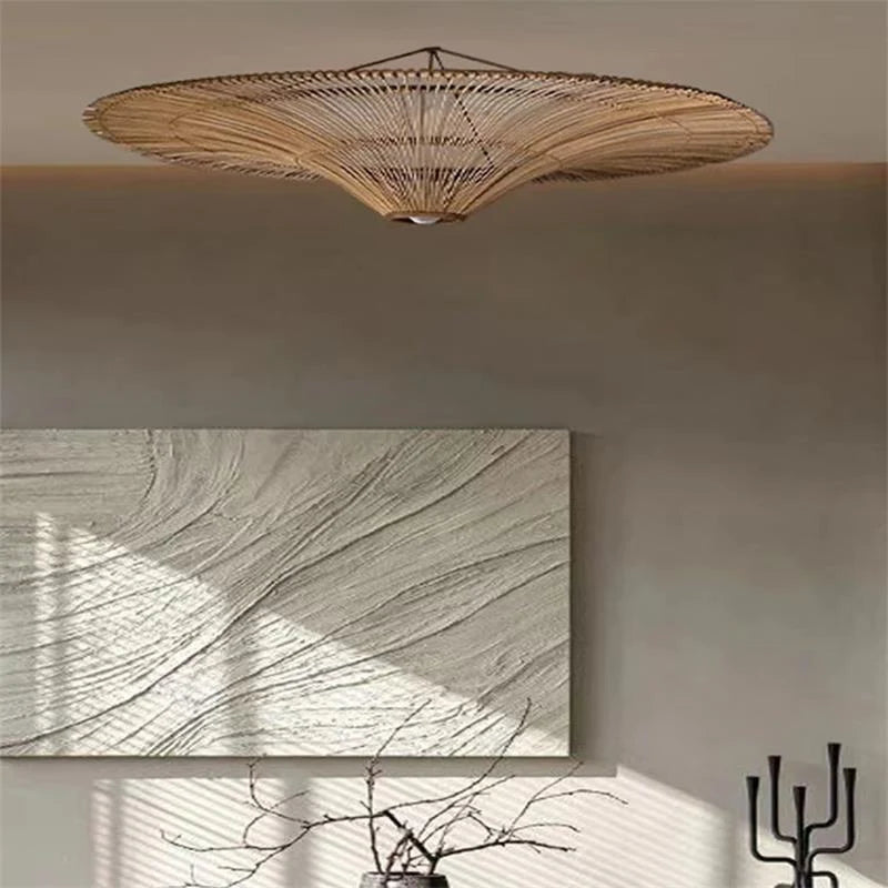 Ceiling Light Woven Natural Fiber Warm Ambient Lighting