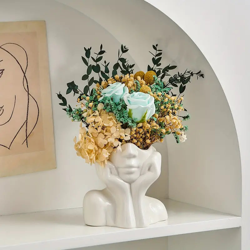 Ceramic Face Vase Modern Decorative Accent for Flowers