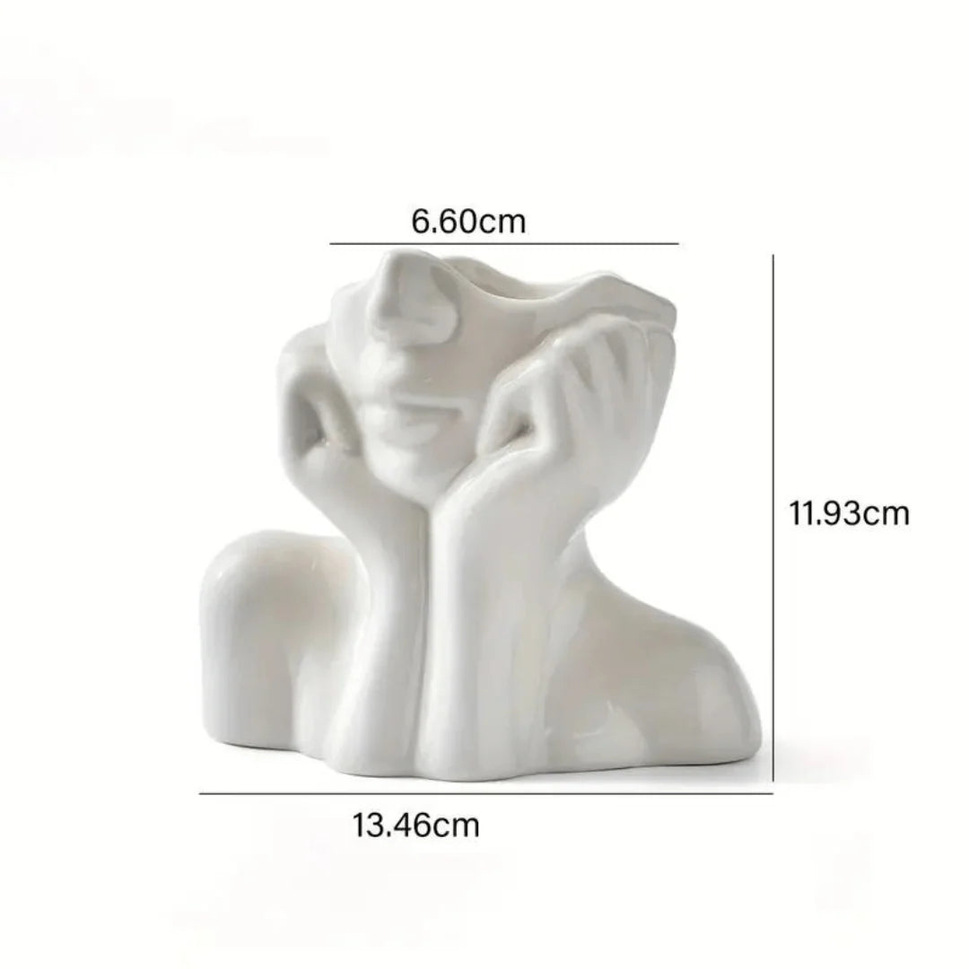Ceramic Face Vase Modern Decorative Accent for Flowers