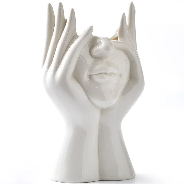 Ceramic Face Vase Modern Decorative Accent for Flowers