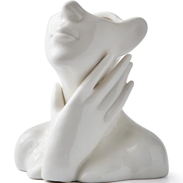 Ceramic Face Vase Modern Decorative Accent for Flowers