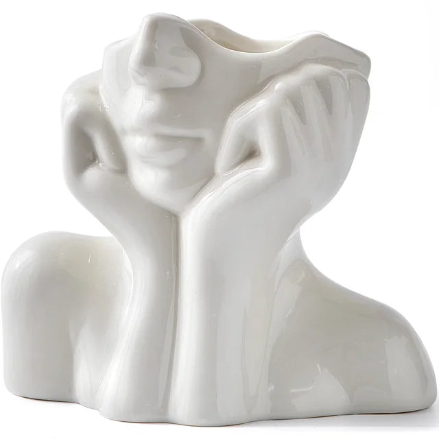 Ceramic Face Vase Modern Decorative Accent for Flowers