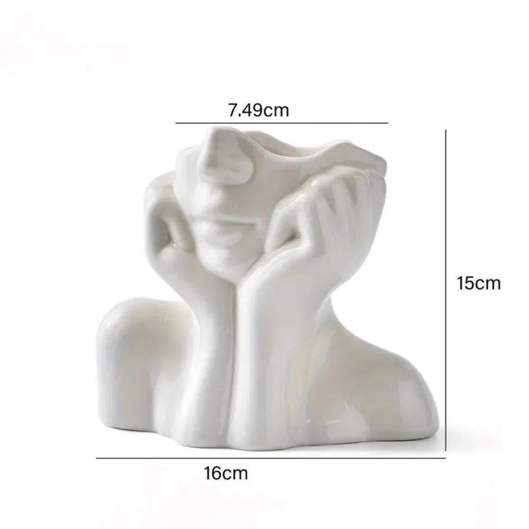 Ceramic Face Vase Modern Decorative Accent for Flowers