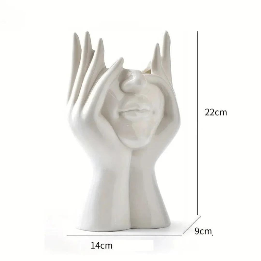 Ceramic Face Vase Modern Decorative Accent for Flowers