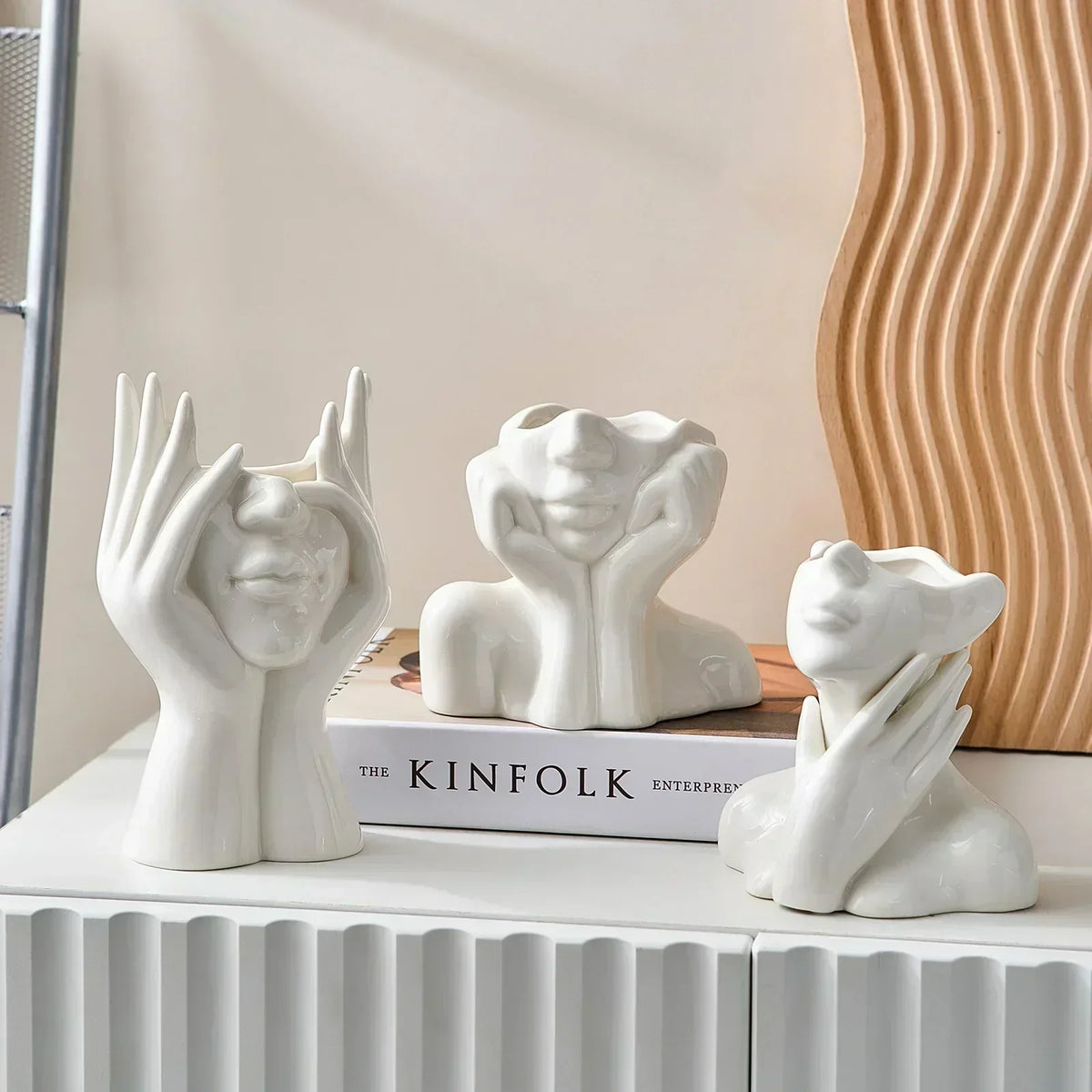 Ceramic Face Vase Modern Decorative Accent for Flowers
