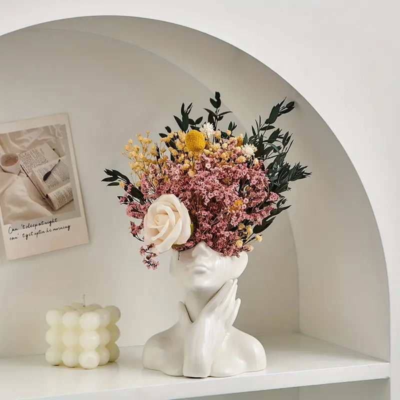Ceramic Face Vase Modern Decorative Accent for Flowers