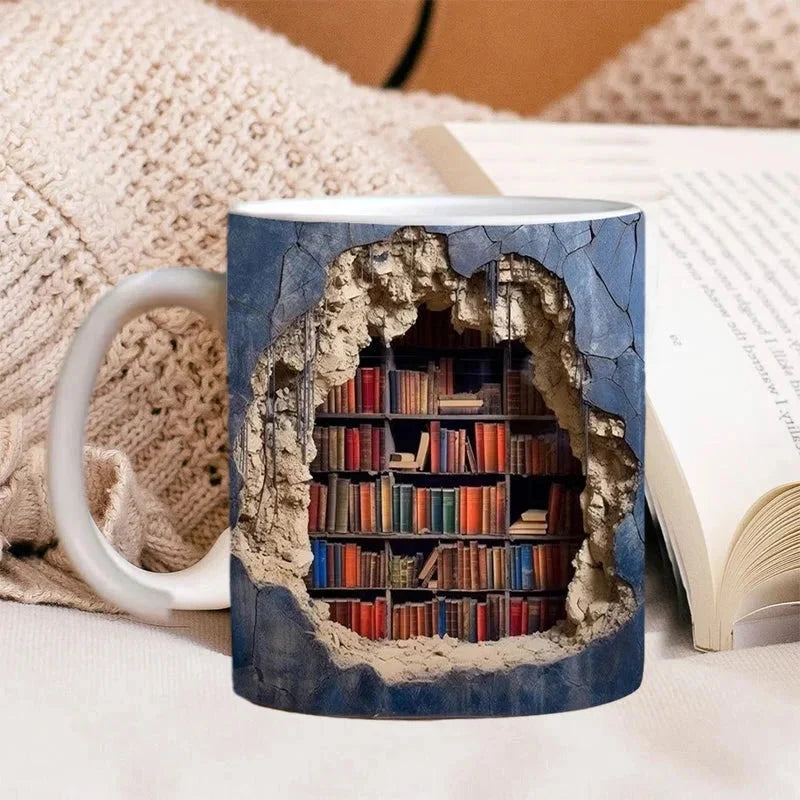 Ceramic Mug 3D Bookshelf Microwave & Dishwasher Safe