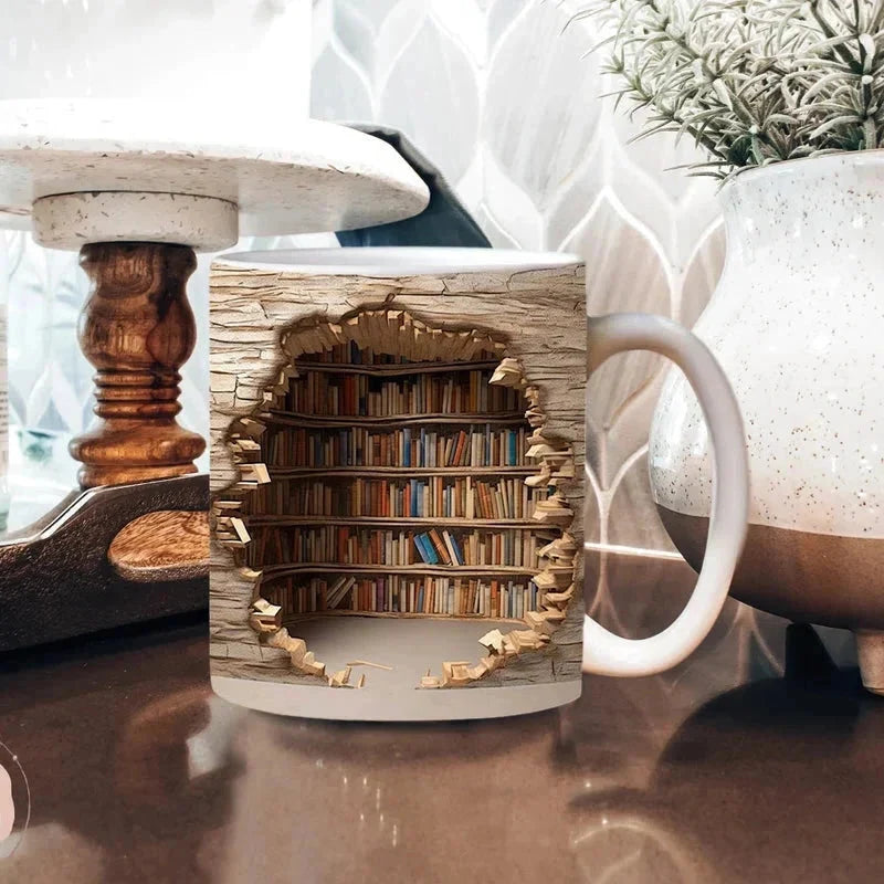 Ceramic Mug 3D Bookshelf Microwave & Dishwasher Safe