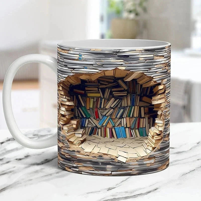 Ceramic Mug 3D Bookshelf Microwave & Dishwasher Safe