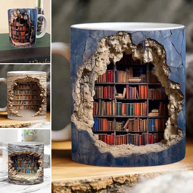 Ceramic Mug 3D Bookshelf Microwave & Dishwasher Safe