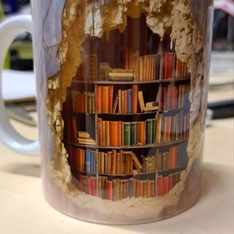 Ceramic Mug 3D Bookshelf Microwave & Dishwasher Safe