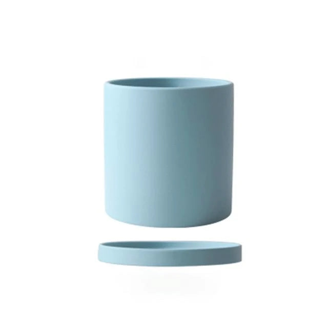 Ceramic Plant Pot Matte Glazed Drainage Hole Matching Saucer