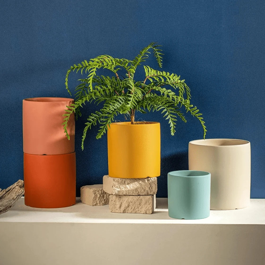 Ceramic Plant Pot Matte Glazed Drainage Hole Matching Saucer