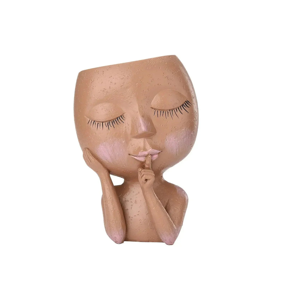 Ceramic Planter Sculpted Face Compact Size for Small Plants