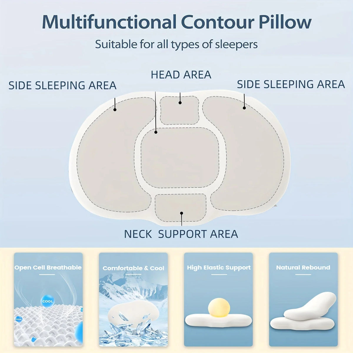 Cervical Support Pillow Memory Foam Breathable Removable Cover