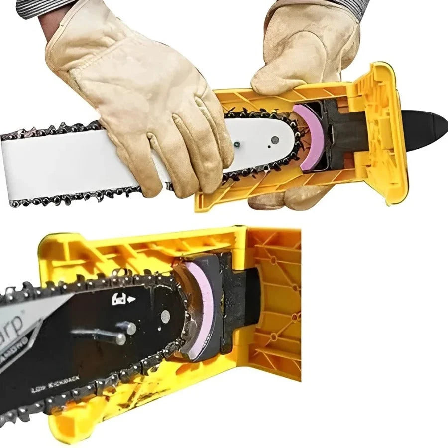 Chainsaw Chain Sharpener Adjustable Dual Pins Replaceable Stone Fits 14–20 Inch Bars