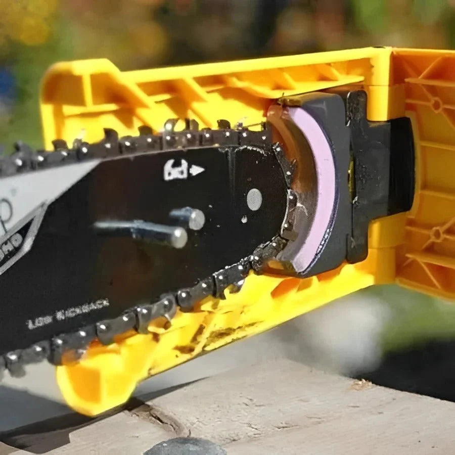 Chainsaw Chain Sharpener Adjustable Dual Pins Replaceable Stone Fits 14–20 Inch Bars