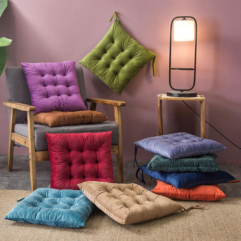 Chair Cushion Velvet Tie-On 16 x 16 Inch