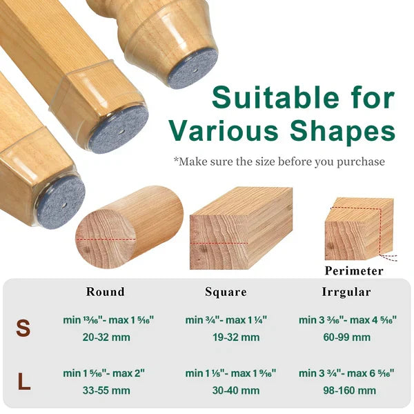 Chair Leg Protectors Silicone Felt Bottom Set of 8