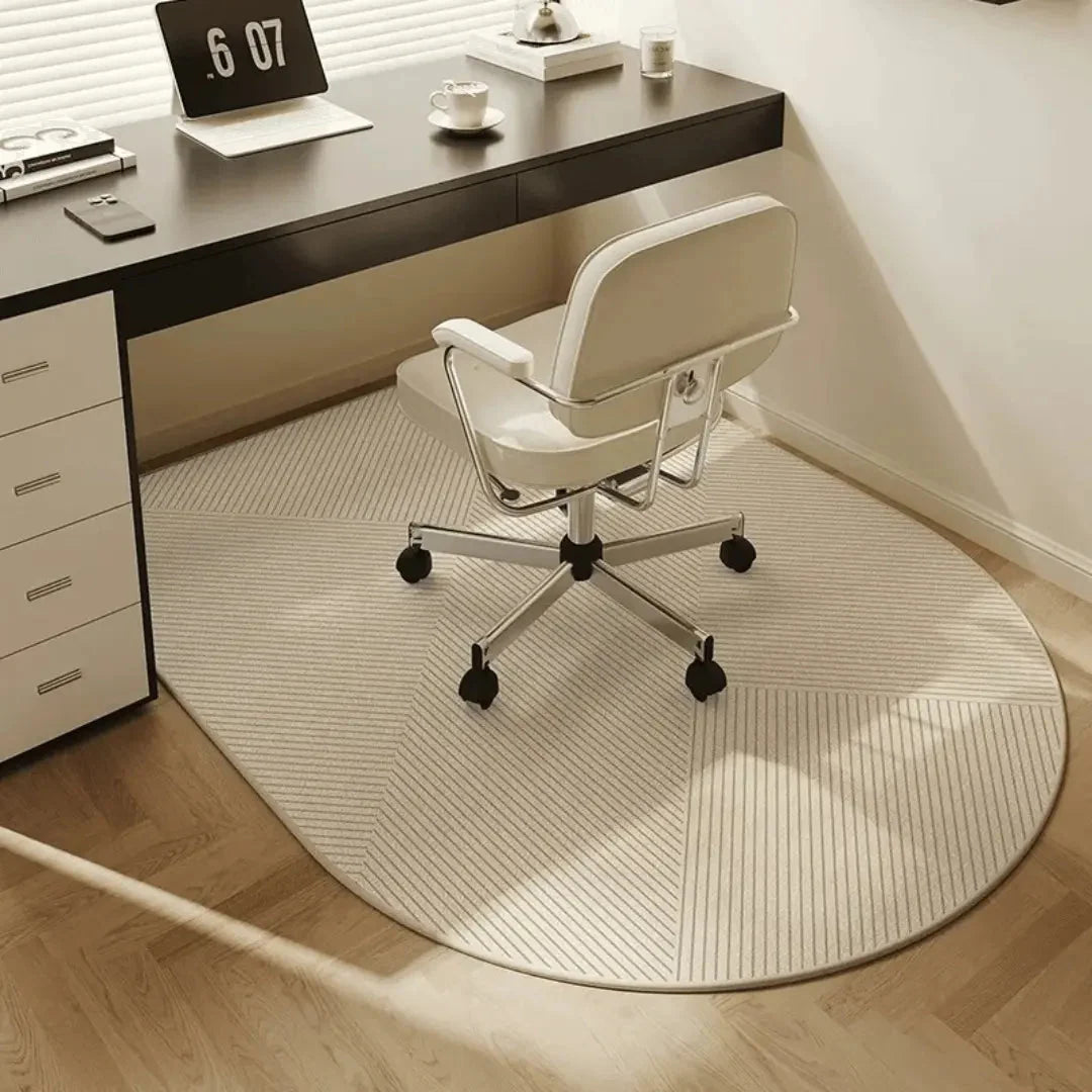 Chair Mat Polyester Fleece Non-Slip Backing Semi-Round Shape