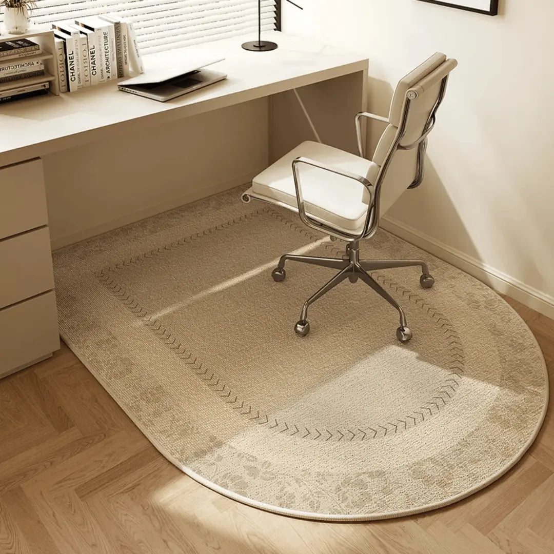 Chair Mat Polyester Fleece Non-Slip Backing Semi-Round Shape
