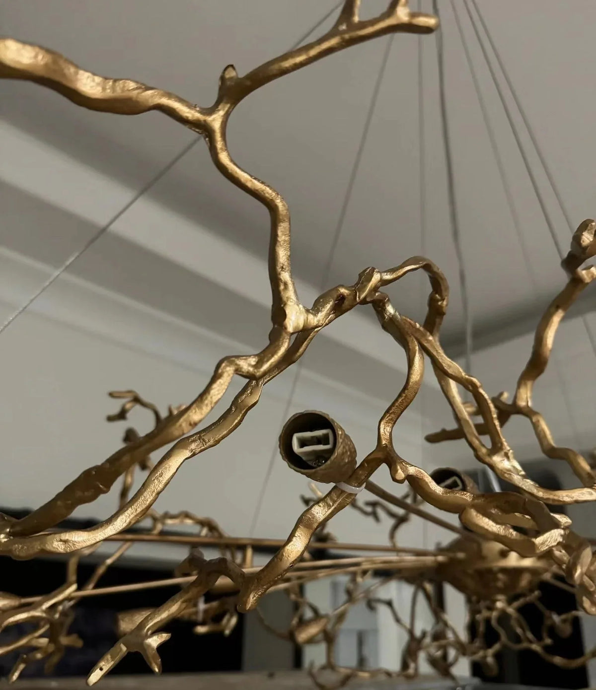 Chandelier Crystal Branch Design Brushed Aluminum LED Bulbs Included