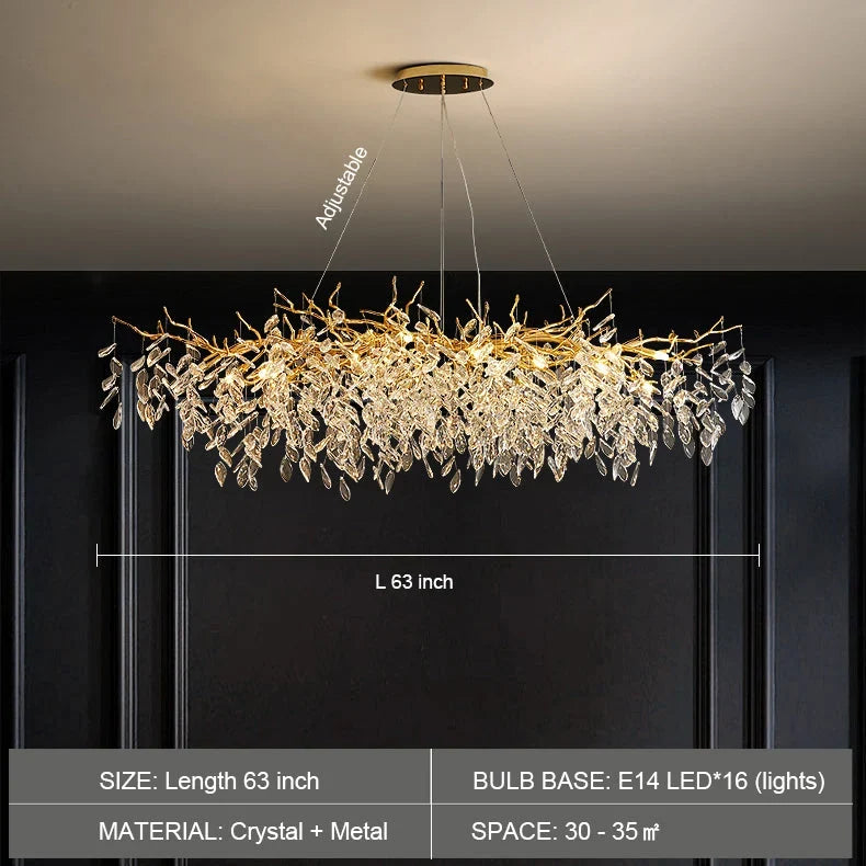 Chandelier Crystal Branch Design Brushed Aluminum LED Bulbs Included