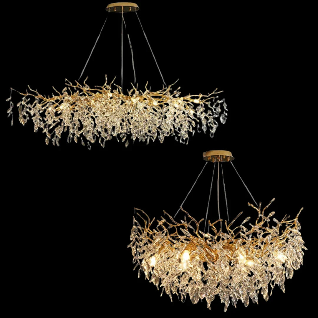 Chandelier Crystal Branch Design Brushed Aluminum LED Bulbs Included