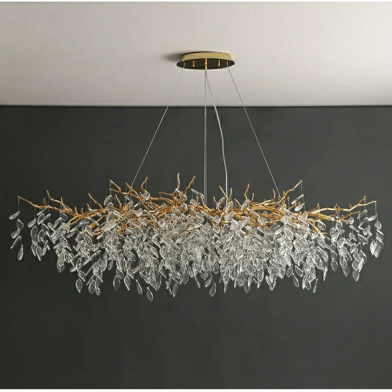 Chandelier Crystal Branch Design Brushed Aluminum LED Bulbs Included