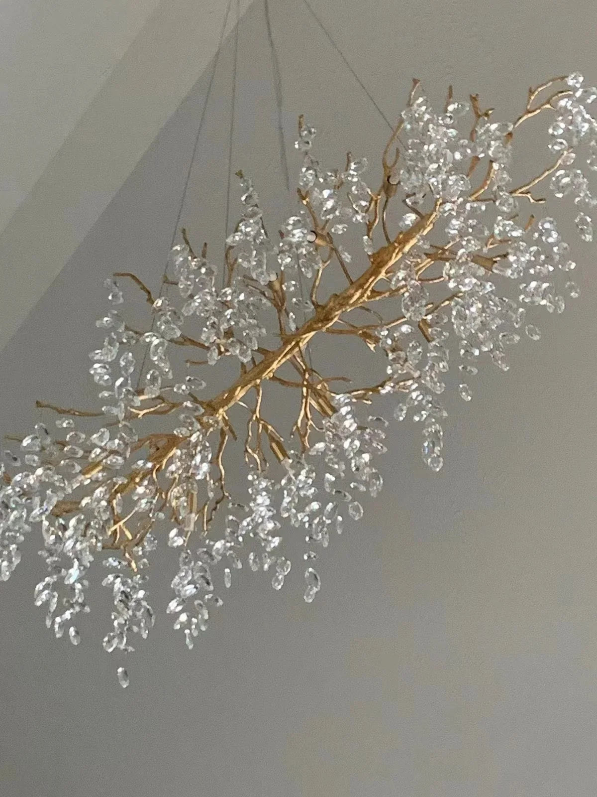 Chandelier Crystal Branch Design Brushed Aluminum LED Bulbs Included