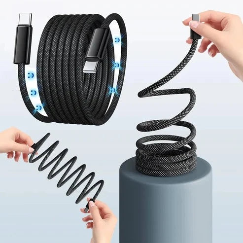 Charging Cable Magnetic Self-Coiling Braided Fabric