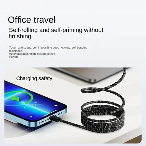 Charging Cable Magnetic Self-Coiling Braided Fabric