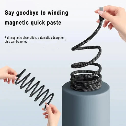 Charging Cable Magnetic Self-Coiling Braided Fabric