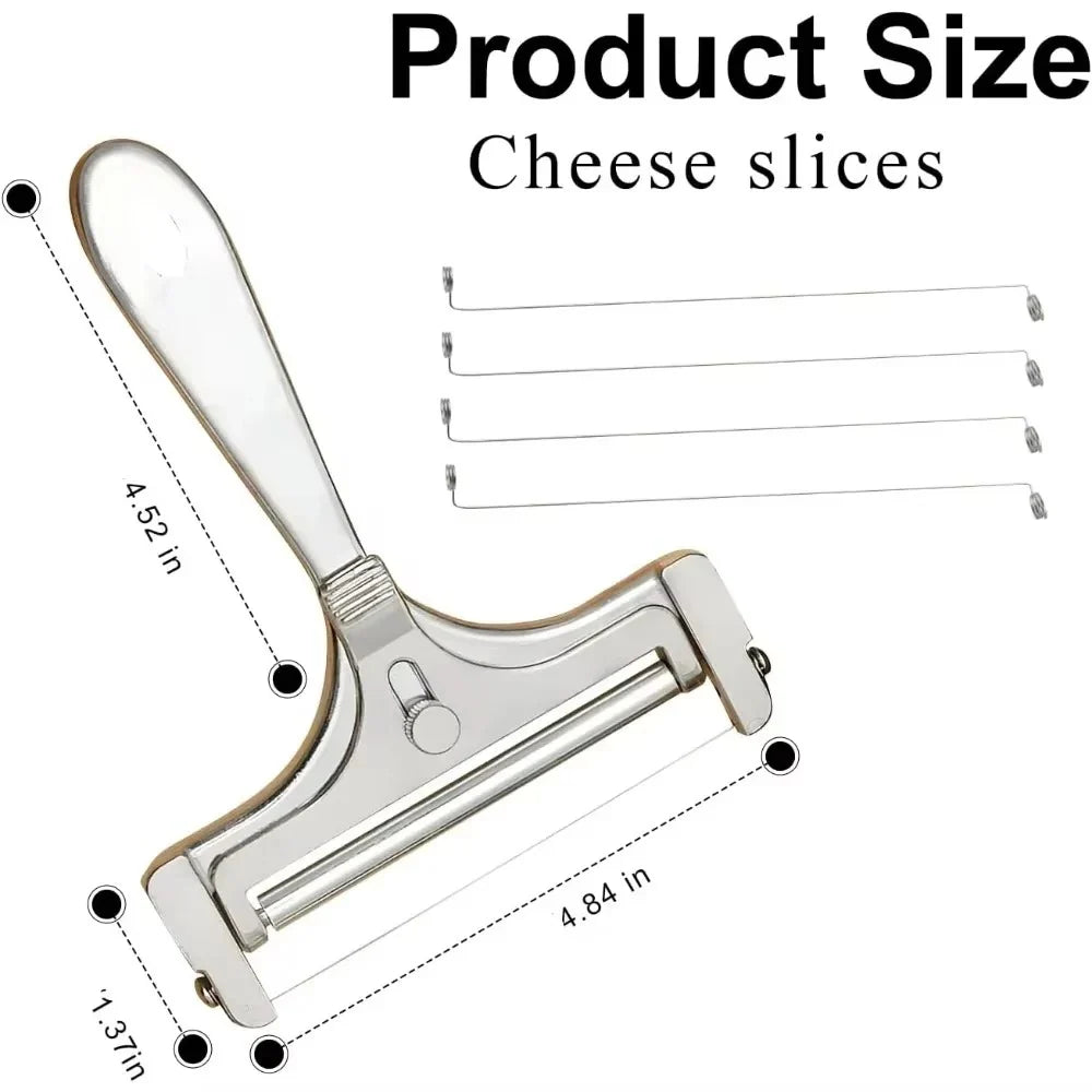 Cheese Slicer Adjustable Thickness With 4 Replacement Wires