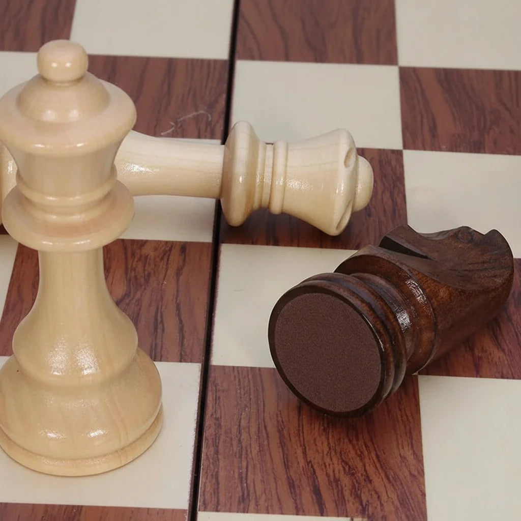 Chess Set Solid Wood Folding Board Built-In Storage