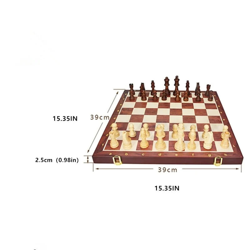 Chess Set Solid Wood Folding Board Built-In Storage