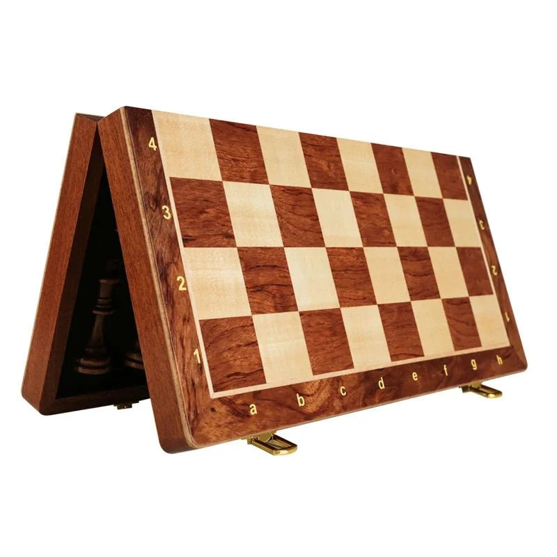 Chess Set Walnut Folding Board With Complete Pieces