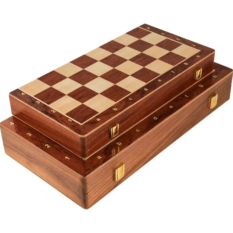 Chess Set Walnut Folding Board With Complete Pieces