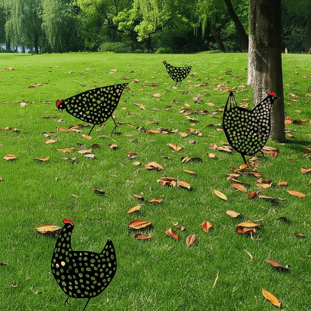 Chicken Garden Statues Hand-Painted Weather-Resistant Set of 5