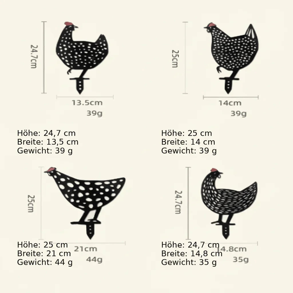Chicken Garden Statues Hand-Painted Weather-Resistant Set of 5