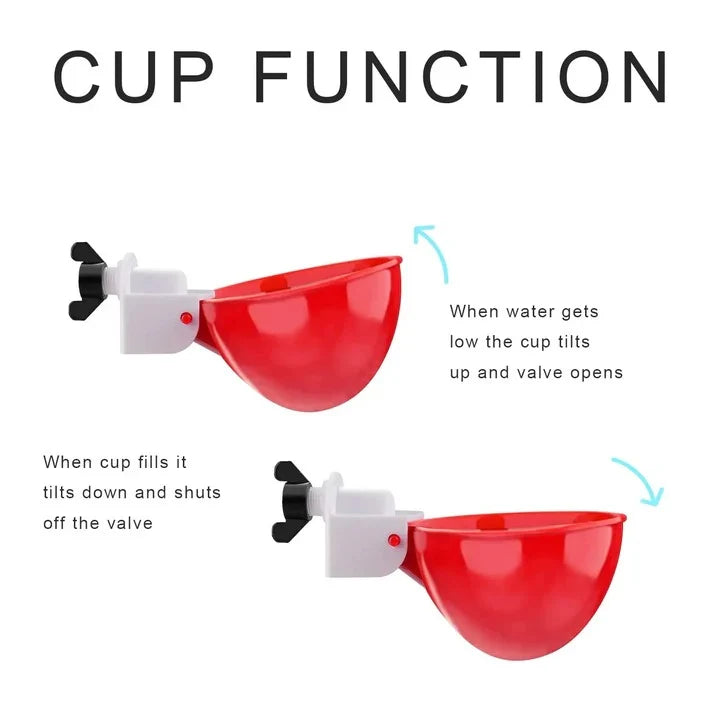 Chicken Waterer Cups Automatic Gravity-Fed Leak-Proof Set of 10